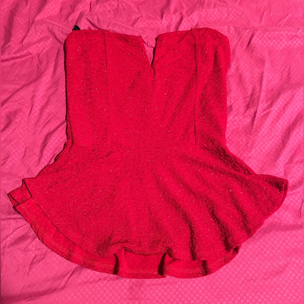 red tube top blouse